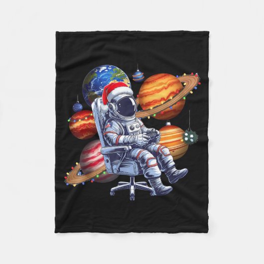 Couverture Polaire Funny Astronaut Christmas Space Lights Santa Hat P (Devant)