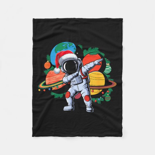 Couverture Polaire Funny Astronaut Christmas Space Planets Santa Hat  (Devant)