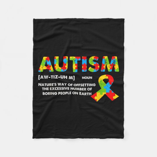 Couverture Polaire Funny Autism Definition - Autism Awareness Month (Devant)