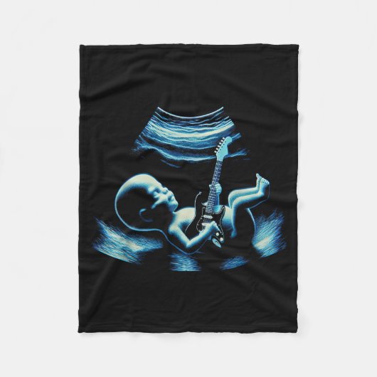 Couverture Polaire Funny Baby Guitar Player Rock Music Pregnancy Anno (Devant)