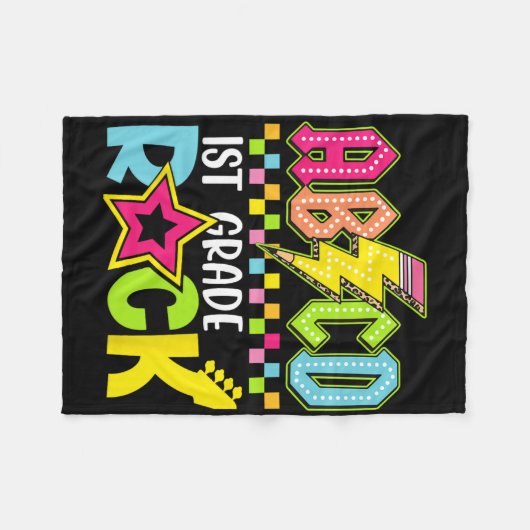 Couverture Polaire Funny Back To School Lightning Bolt 1st Grade Rock (Devant (Horizontal))