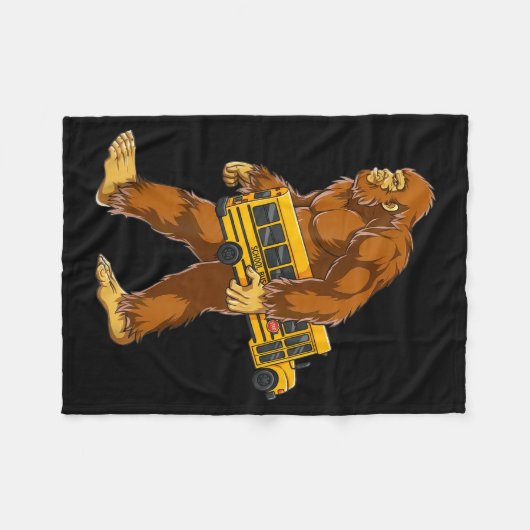 Couverture Polaire Funny Bigfoot Bus Driver Sasquatch School Bus Love (Devant (Horizontal))