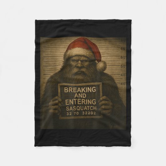 Couverture Polaire Funny Bigfoot Christmas – Xmas Sasquatch Mugshot (Devant)