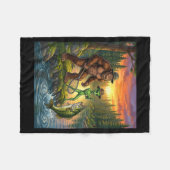 Couverture Polaire Funny Bigfoot Fishing Mens Alien Sasquatch Fishing (Devant (Horizontal))