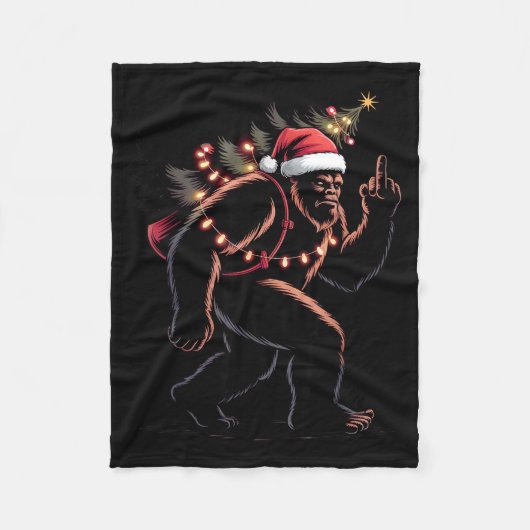 Couverture Polaire Funny Bigfoot Middle Finger Christmas Sasquatch An (Devant)