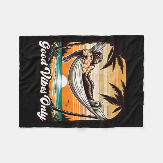Couverture Polaire Funny Bigfoot Sasquatch Hawaiian Retro Beach Vacat (Devant (Horizontal))
