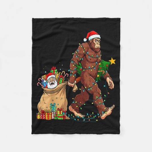 Couverture Polaire Funny Bigfoot Steals Santa & Xmas Tree - Chris (Devant)