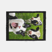 Couverture Polaire Funny Black And White Cat Cow Selfie (Devant (Horizontal))