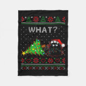 Couverture Polaire Funny Black Cat Gift Pushing Christmas Tree Over C (Devant)