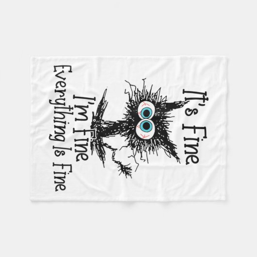 Couverture Polaire Funny Black Cat It's Fine Im Fine Tout est wifi (Devant (Horizontal))