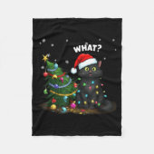 Couverture Polaire Funny Black Cat Pushing Christmas Tree  (Devant)