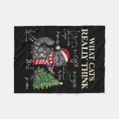 Couverture Polaire Funny Black Cat Pushing Xmas Tree Over Cats Physic (Devant (Horizontal))