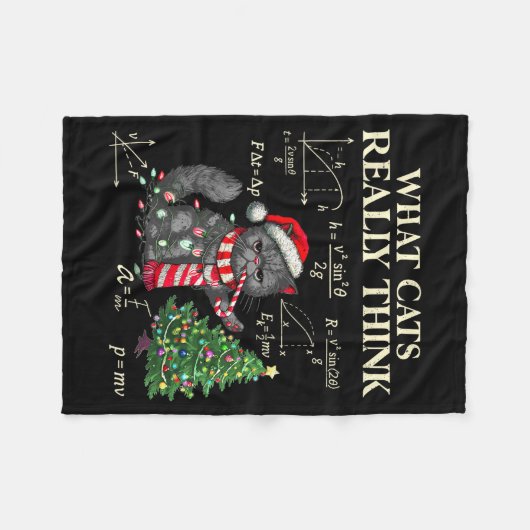 Couverture Polaire Funny Black Cat Pushing Xmas Tree Over Cats Physic (Devant (Horizontal))
