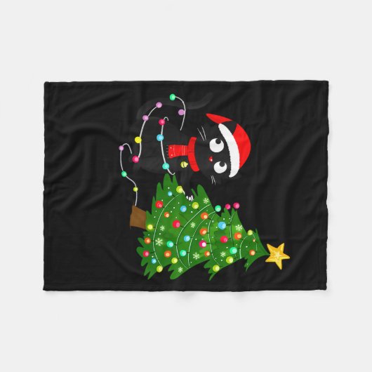 Couverture Polaire Funny Black Cat What_ Christmas Tree Funny Cat Lov (Devant (Horizontal))