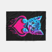 Couverture Polaire Funny Blacklight Glitch Art Cute Cat Kitten Valent (Devant (Horizontal))
