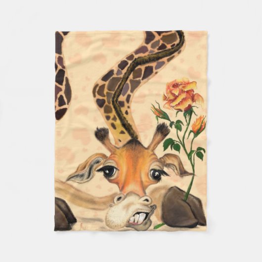 Couverture Polaire Funny Blanche polaire Gentleman Giraffe avec Rose (Devant)