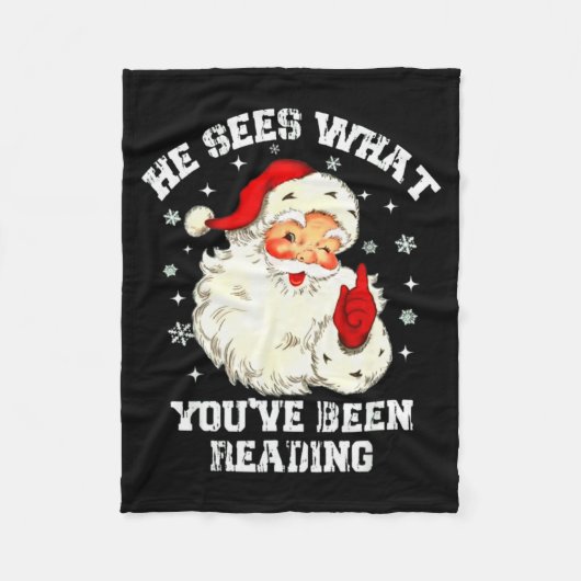 Couverture Polaire Funny Bookish Christmas He Sees What Youve Been Re (Devant)