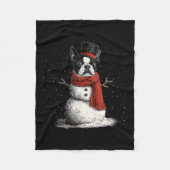 Couverture Polaire Funny Boston Terrier Dog Christmas Snowman Xmas Pa (Devant)