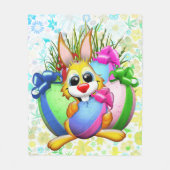 Couverture Polaire Funny Bunny biting an Easter Egg (Devant)