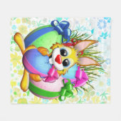 Couverture Polaire Funny Bunny biting an Easter Egg (Devant (Horizontal))