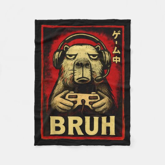 Couverture Polaire Funny Capybara Gamer Bruh Graphic Tee Men Boys Tee (Devant)