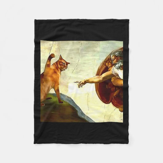 Couverture Polaire Funny Cat God Creation Of Adam Meme Jesus Christia (Devant)