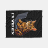 Couverture Polaire Funny Cat Im Werkin Working From Home Cat On Lapto (Devant (Horizontal))