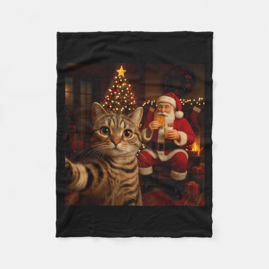 Couverture Polaire Funny Cat Selfie Santa Claus Eating Cookies Christ (Devant)