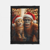 Couverture Polaire Funny Cat Selfie With Bigfoot Christmas Sasquatch (Devant)