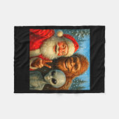Couverture Polaire Funny Cat Selfie With Santa Claus & Bigfoot Me (Devant (Horizontal))