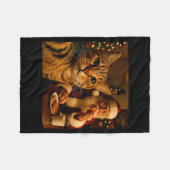 Couverture Polaire Funny Cat Selfie With Santa Claus Christmas Meme  (Devant (Horizontal))