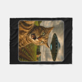 Couverture Polaire Funny Cat Selfie With Ufo Alien Meme (Devant (Horizontal))