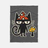 Couverture Polaire Funny Cat With Mushroom Hat Black Cat With Toadsto (Devant)
