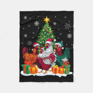 Couverture Polaire Funny Chicken Christmas Lights Tree Santa Hat Snow