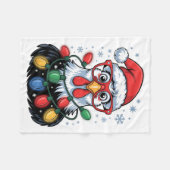 Couverture Polaire Funny Chicken Christmas Tree Lights Santa Hat Xmas (Devant (Horizontal))