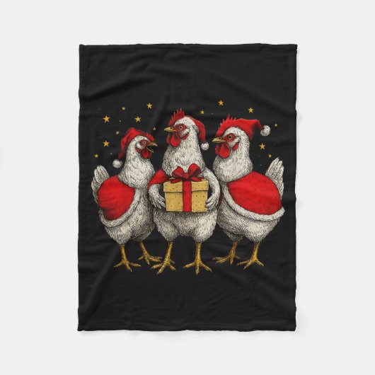 Couverture Polaire Funny Chicken Santa Xmas Tree Farm Merry Christmas (Devant)