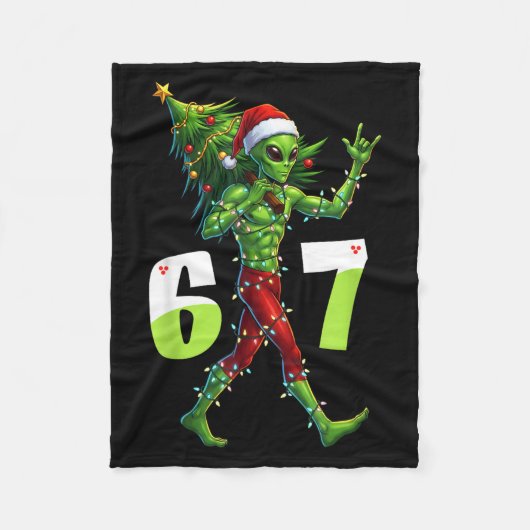 Couverture Polaire Funny Christmas Alien Six Seven Meme 67 Santa Hat (Devant)
