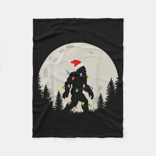 Couverture Polaire Funny Christmas Bigfoot Santa Hat Moon Sasquatch K (Devant)