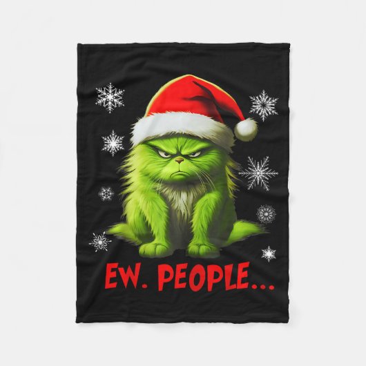 Couverture Polaire Funny Christmas Cat Ew People Meowy Cat Lovers Men (Devant)