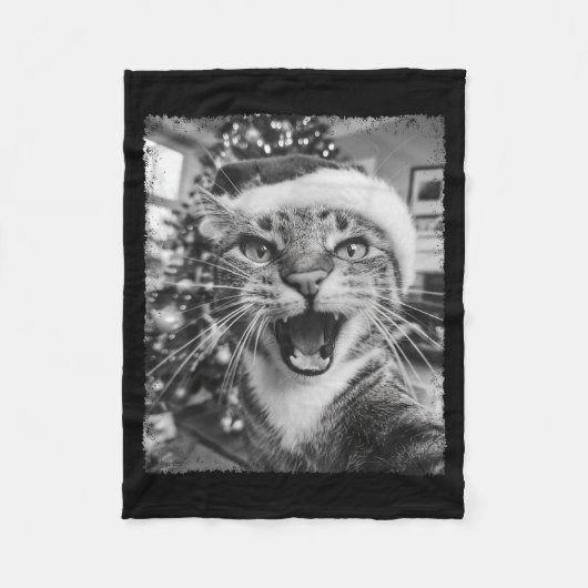 Couverture Polaire Funny Christmas Cat Selfie  (Devant)