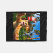 Couverture Polaire Funny Christmas Cat Selfie With Bigfoot & Alie (Devant (Horizontal))