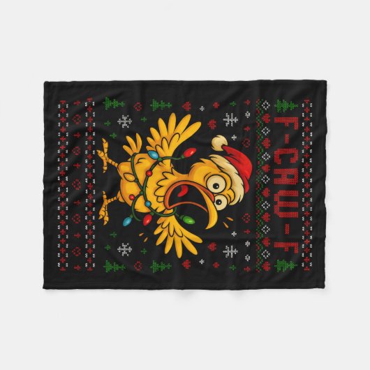 Couverture Polaire Funny Christmas Chicken F-caw-f Rooster Meme Humor (Devant (Horizontal))
