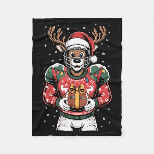 Couverture Polaire Funny Christmas Football Reindeer  (Devant)