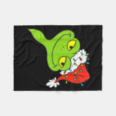 Couverture Polaire Funny Christmas Frog Wearing Santa Hat And Lights  (Devant (Horizontal))