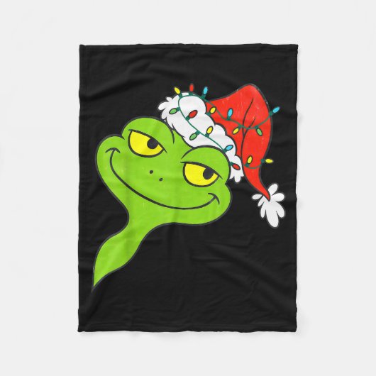 Couverture Polaire Funny Christmas Frog Wearing Santa Hat And Lights  (Devant)