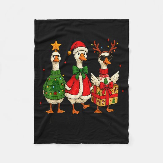 Couverture Polaire Funny Christmas Goose Jolly Geese Santa Reindeer X (Devant)