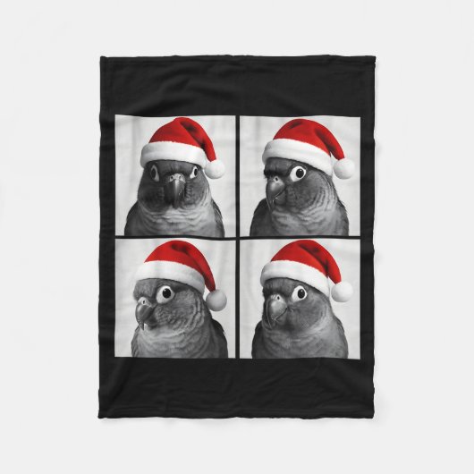 Couverture Polaire Funny Christmas Green Cheek Conure Santa Photo Boo (Devant)