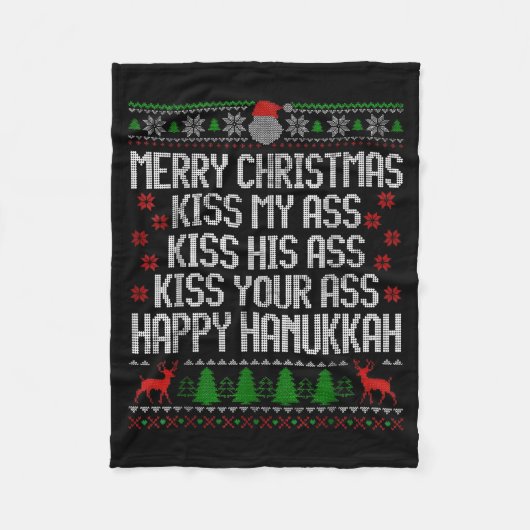 Couverture Polaire Funny Christmas Kiss My Happy Hanukkah Humor  (Devant)