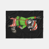 Couverture Polaire Funny Christmas Raccoon Dressed As Elf With Sungle (Devant (Horizontal))