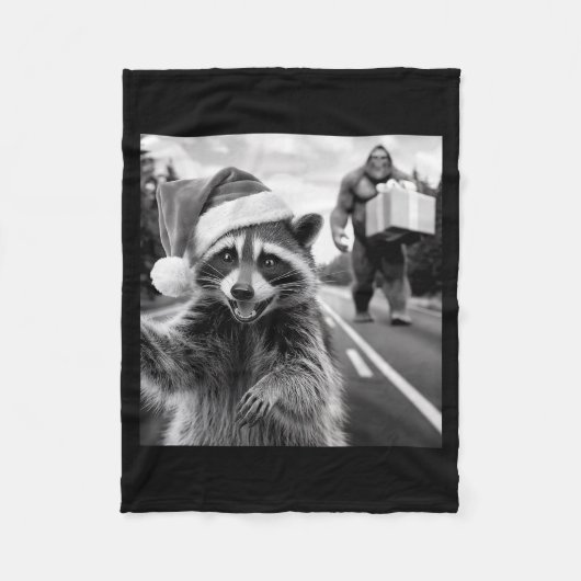 Couverture Polaire Funny Christmas Raccoon Shirt Raccoon Selfie With  (Devant)